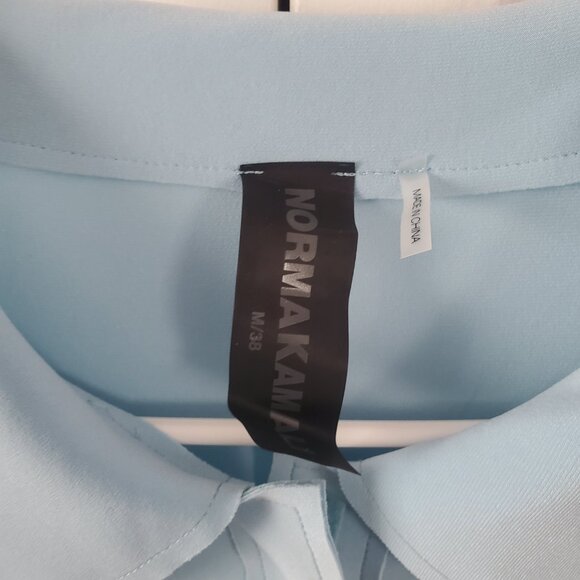 Women's Norma Kamali Boyfriend Shirt Mini Dress in Baby Blue - Picture 6 of 7